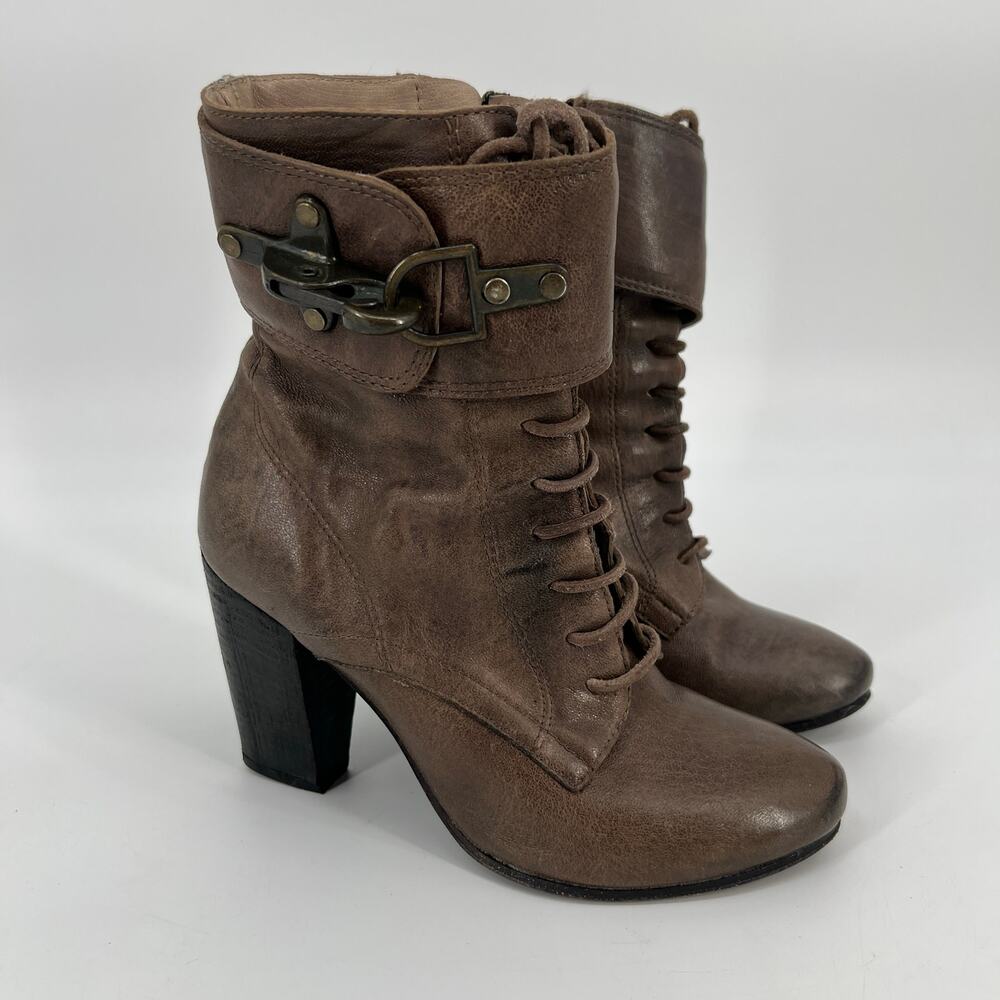 AllSaints Spitalfields Jacks Place Heeled Boots Womens EU 37 US 7 Brown Leather